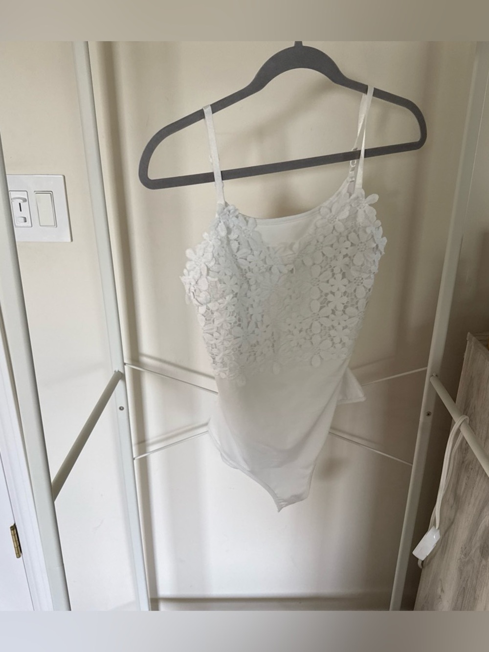 Othr White Floral Lace Camisole Bodysuit